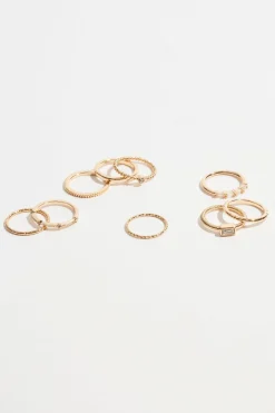 Rings-Dynamite 9-Pack Delicate Gemmed Rings White
