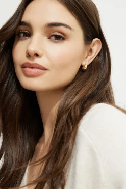 Earrings-Dynamite 3-Pack Delicate Linear Hoop Earrings White