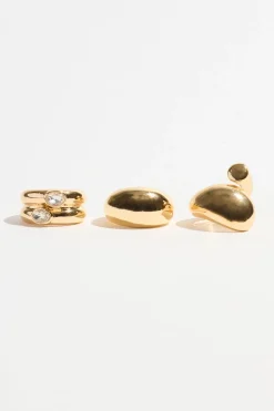 Rings-Dynamite 3-Pack Dome & Gemmed Rings White