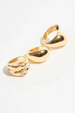 Rings-Dynamite 3-Pack Dome & Gemmed Rings White