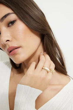 Rings-Dynamite 3-Pack Gem Knotted Bow Rings White
