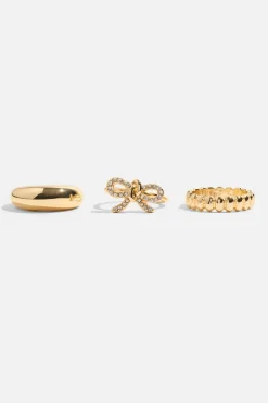 Rings-Dynamite 3-Pack Gem Knotted Bow Rings White