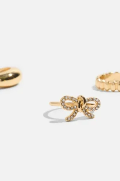 Rings-Dynamite 3-Pack Gem Knotted Bow Rings White