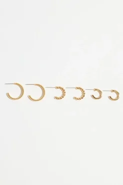 Earrings-Dynamite 3-Pack Gradient Vintage Hoop Earrings White