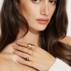 Rings-Dynamite 3-Pack Hammered Band Rings Yellow