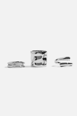 Rings-Dynamite 3-Pack Hammered Band Rings Grey