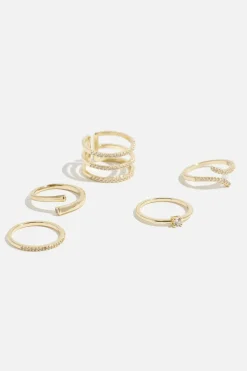 Rings-Dynamite 5-Pack Linear Pavé Rings White