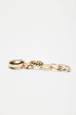 Rings-Dynamite 6-Pack Oversized & Twisted Rings Yellow