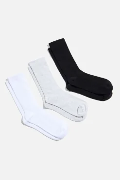 Socks & Tights-Dynamite 3-Pack Ribbed Crew Socks White