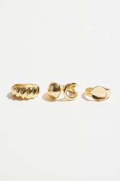 Rings-Dynamite 3-Pack Signet & Ridge Rings YELLOW