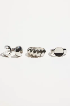 Rings-Dynamite 3-Pack Signet & Ridge Rings Gray