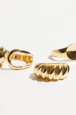 Rings-Dynamite 3-Pack Signet & Ridge Rings YELLOW