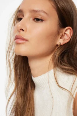 Earrings-Dynamite 3-Pack Textured Hoop Earrings Yellow