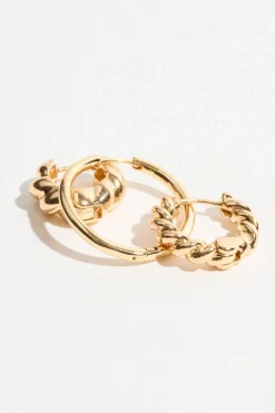 Earrings-Dynamite 3-Pack Textured Hoop Earrings Yellow
