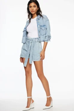 Jeans & Denim | Shorts-Dynamite Paper Bag Belted Jean Shorts Blue