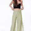 Pants | Wide Leg Pants-Dynamite Pareo Crinkled Pants Green