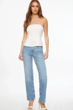 Blouses & Tops | Blouses & Tops-Dynamite Peplum Tube Top White