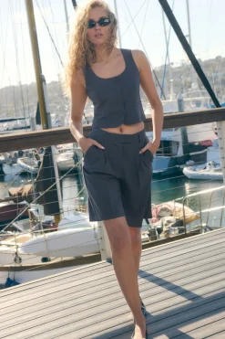 Shorts | Shorts-Dynamite Pleated Bermuda Shorts Blue