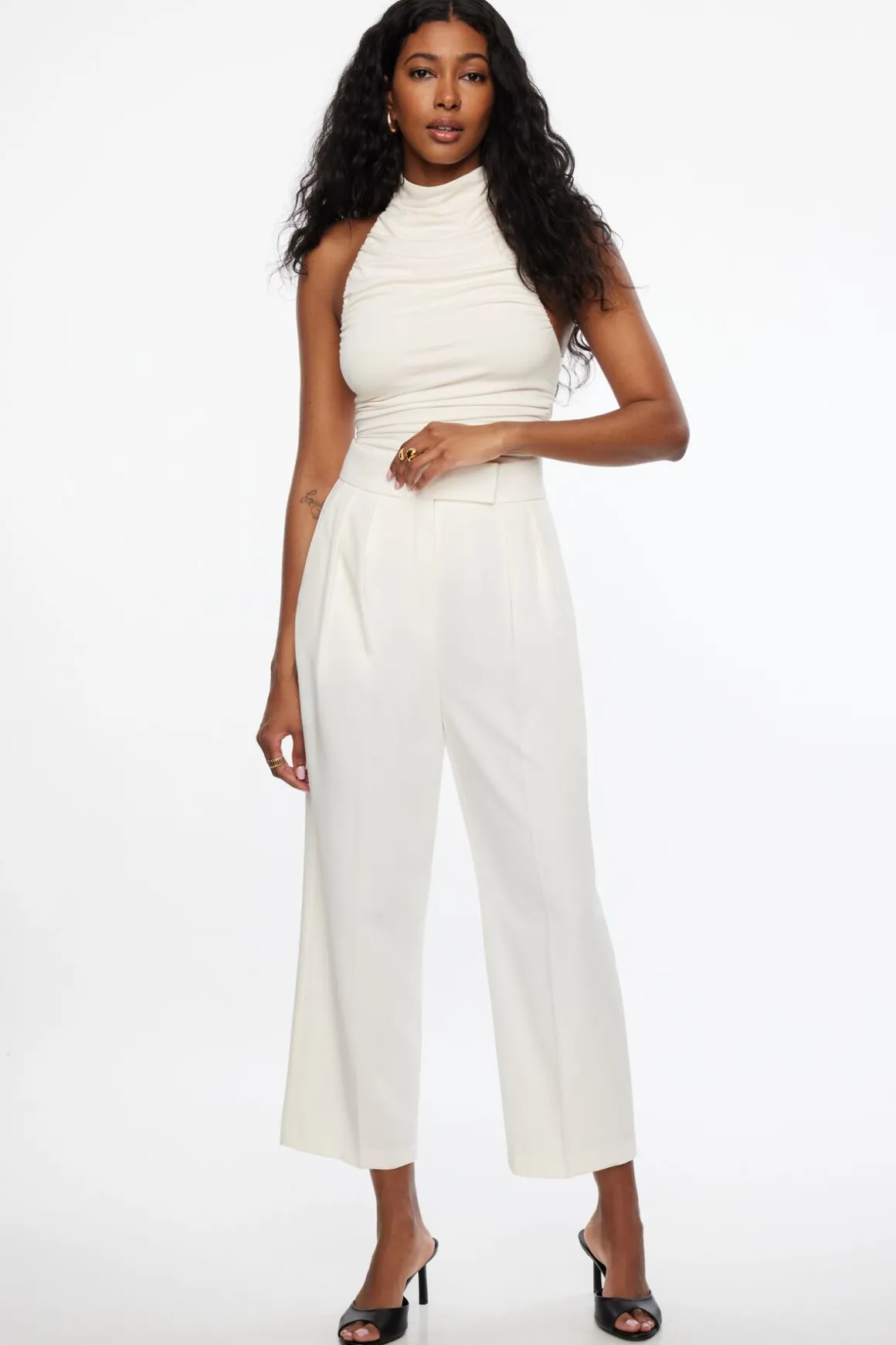Pants | Straight Leg Pants-Dynamite Pleated Carrot Pants White