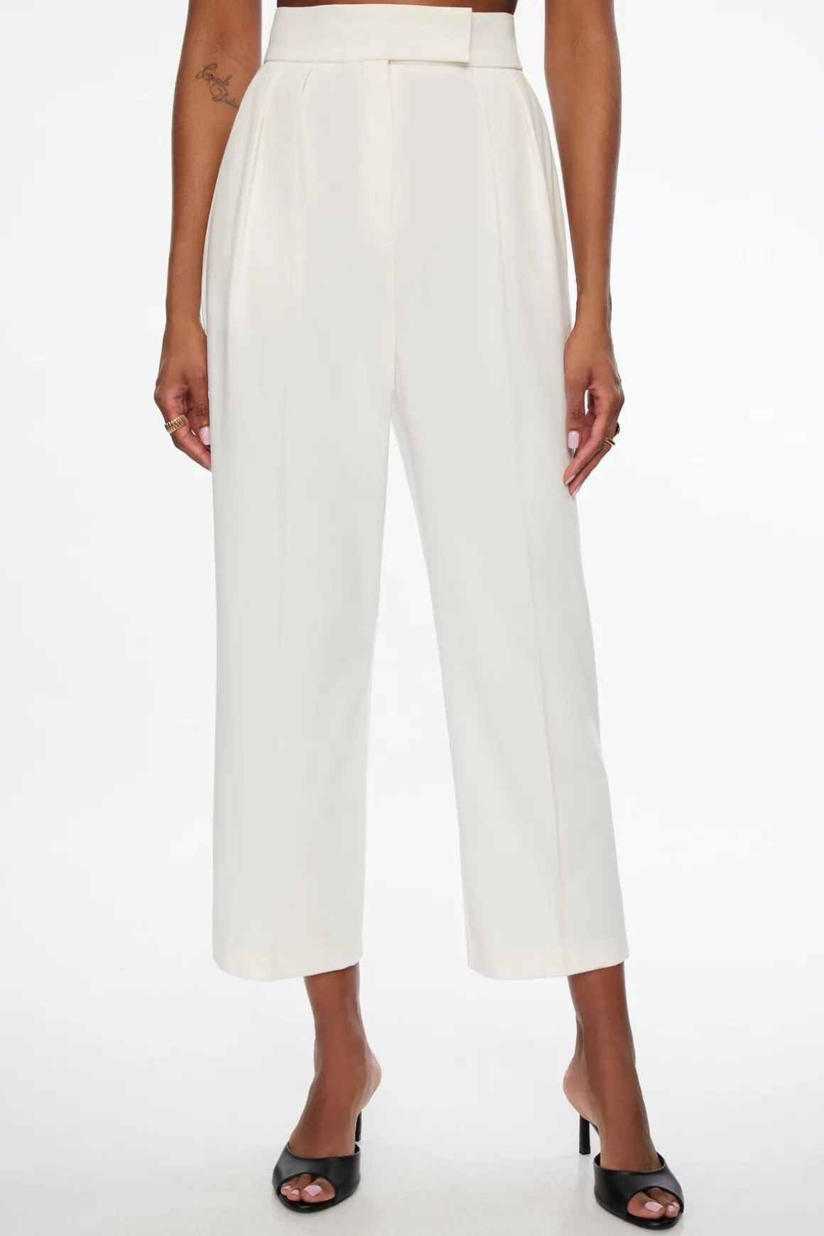 Pants | Straight Leg Pants-Dynamite Pleated Carrot Pants White