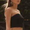 Blouses & Tops | Blouses & Tops-Dynamite Pleated Linen Tube Top Black