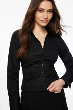 Blouses & Tops | Blouses & Tops-Dynamite Pleated Midi Shirt Black
