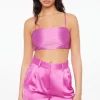 Blouses & Tops | Blouses & Tops-Dynamite Pleated Satin Crop Top Purple