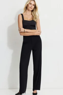 Blouses & Tops | Online Exclusives-Dynamite Pleated Satin Tank Top Black