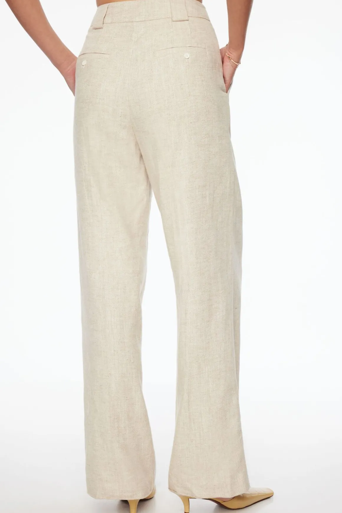 Pants | Straight Leg Pants-Dynamite Pleated Straight Linen Pants Brown