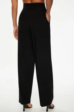 Pants | Online Exclusives-Dynamite Pleated Wide Leg Pants Black