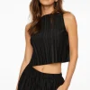 Tees & Tanks | Tees & Tanks-Dynamite Plissé Boat Neck Top Black