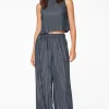 Pants | Wide Leg Pants-Dynamite Plissé Knit Wide Leg Pants Blue