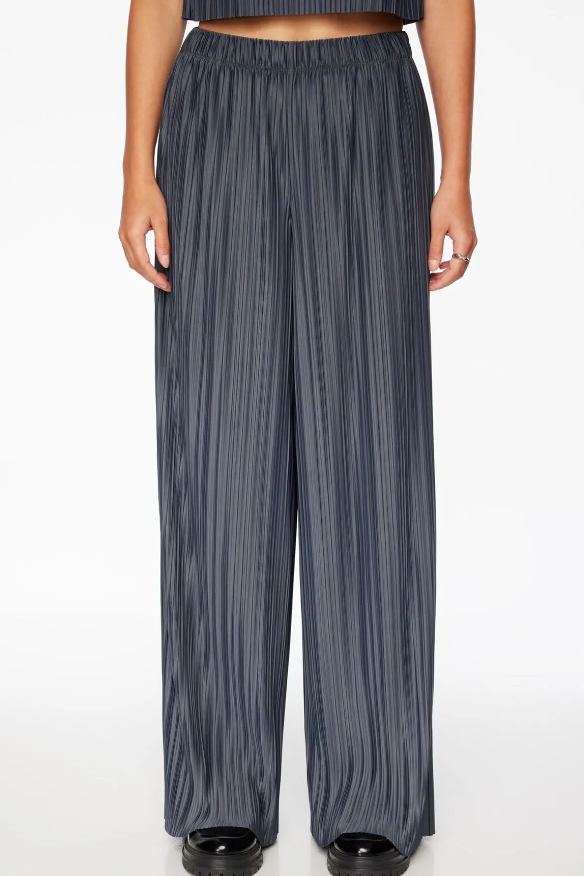 Pants | Wide Leg Pants-Dynamite Plissé Knit Wide Leg Pants Blue