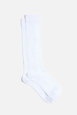 Socks & Tights-Dynamite Pointelle Calf High Socks White