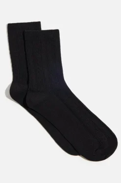 Socks & Tights-Dynamite Pointelle Crew Socks Black