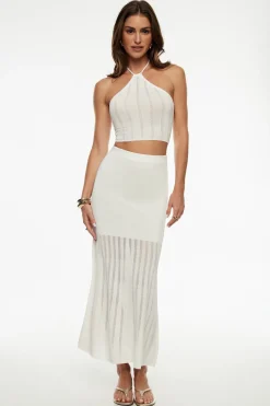 Sweaters & Cardigans | Sweaters-Dynamite Pointelle Halter Top White