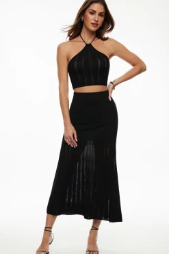 Sweaters & Cardigans | Sweaters-Dynamite Pointelle Halter Top Black