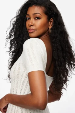 Dresses & Jumpsuits | Sweater Dresses-Dynamite Pointelle Mini Dress White