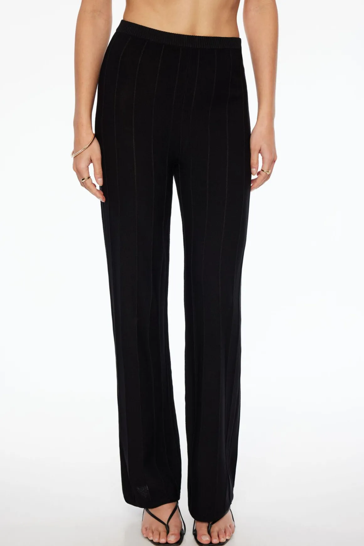 Pants | Wide Leg Pants-Dynamite Pointelle Wide Leg Pants Black
