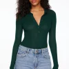 Sweaters & Cardigans | Sweaters-Dynamite Polo Sweater Bodysuit Green