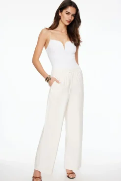 Tees & Tanks | Tees & Tanks-Dynamite Popcorn Textured Cami Bodysuit White