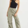 Pants | Wide Leg Pants-Dynamite Poplin Parachute Pants Green