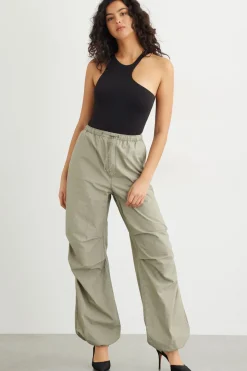 Pants | Wide Leg Pants-Dynamite Poplin Parachute Pants Green