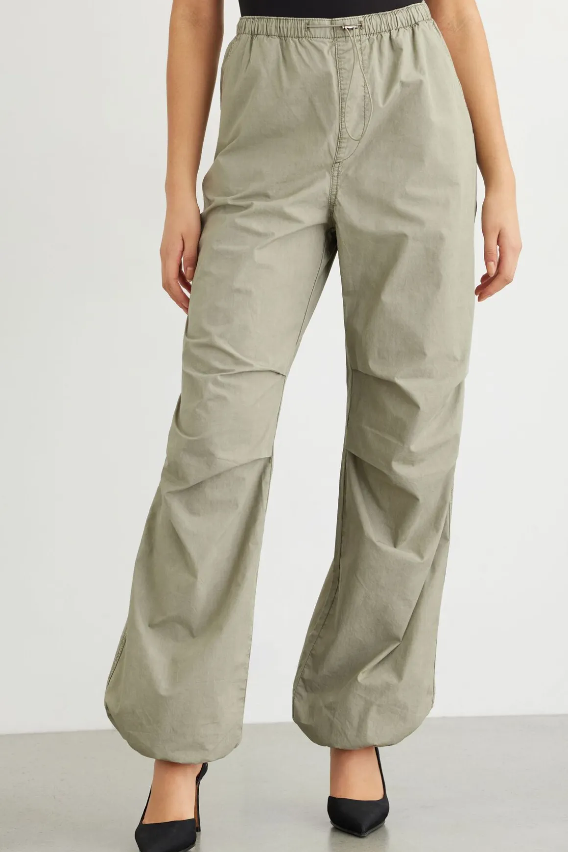 Pants | Wide Leg Pants-Dynamite Poplin Parachute Pants Green