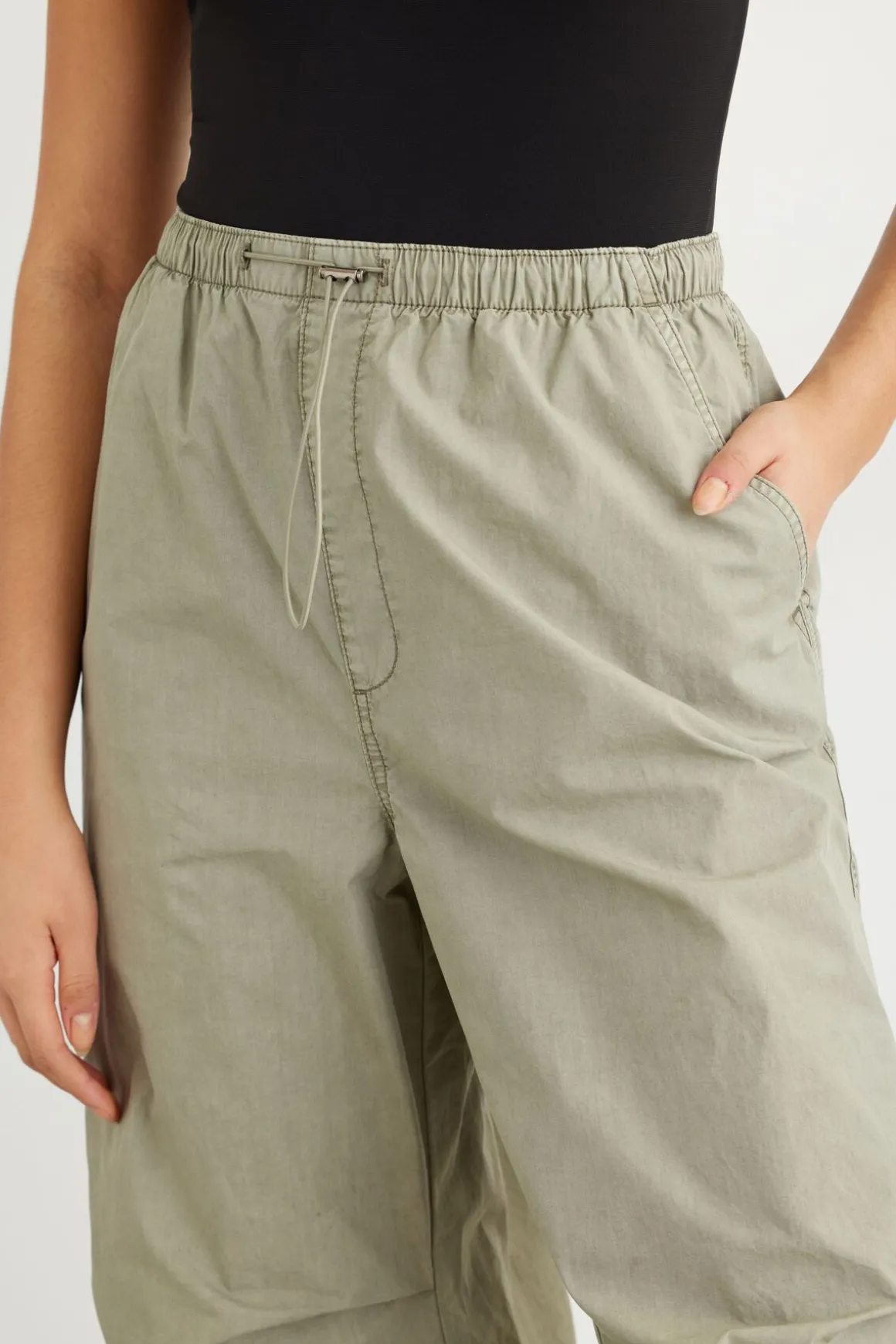 Pants | Wide Leg Pants-Dynamite Poplin Parachute Pants Green