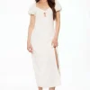 Dresses & Jumpsuits | Midi & Maxi Dresses-Dynamite Puff Sleeve Linen Maxi Dress White