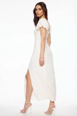 Dresses & Jumpsuits | Midi & Maxi Dresses-Dynamite Puff Sleeve Linen Maxi Dress White
