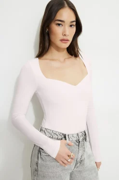 Tees & Tanks | Online Exclusives-Dynamite Raye Sculpt Sweetheart Bodysuit Pink