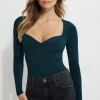 Tees & Tanks | Bestsellers-Dynamite Raye Sculpt Sweetheart Bodysuit Green