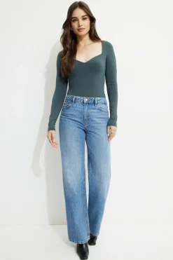 Tees & Tanks | Tees & Tanks-Dynamite Raye Sculpt Sweetheart Bodysuit TURQ